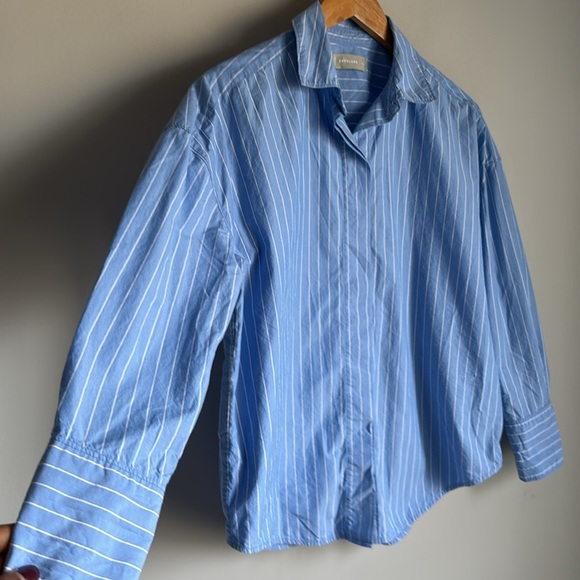 Everlane Blue & White Striped Relaxed Fit Button-Down Shirt XS - Picture 7 of 14